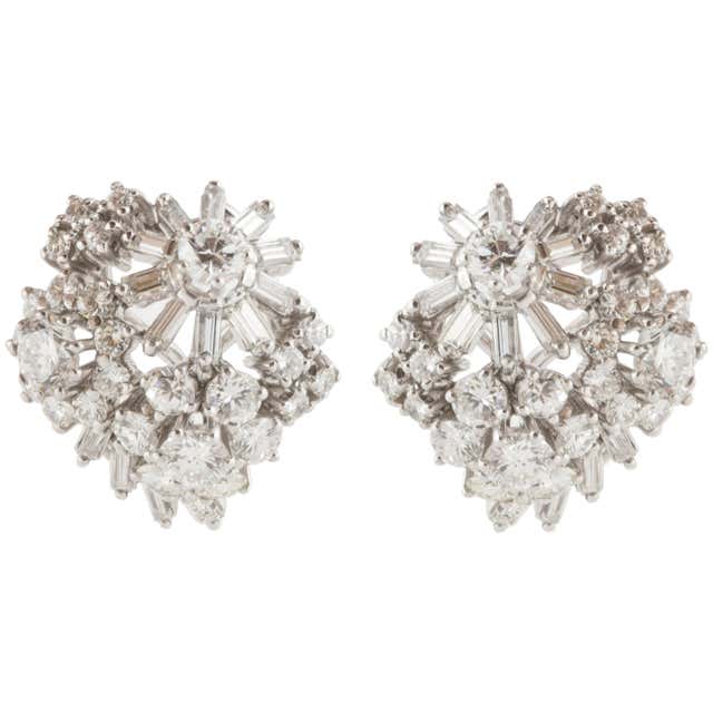 Cartier Diamond Cluster Earrings in Platinum For Sale at 1stDibs ...