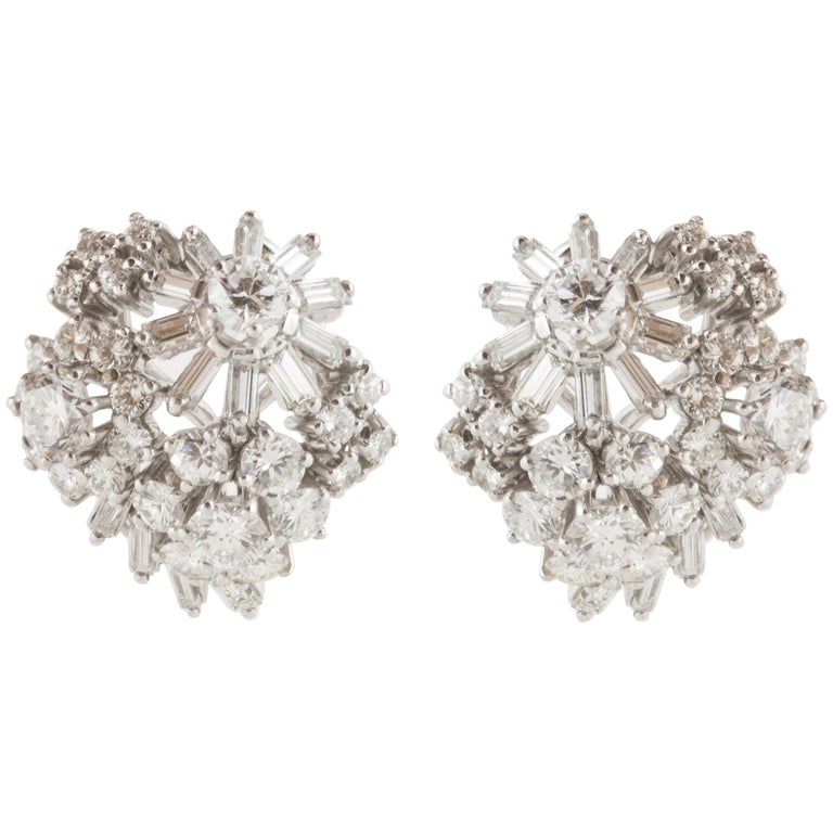 Boucles D'oreilles Grappe De Diamants Naturels 1,25 Carat - Blanc - Style Cluster - Neuf Sans Emballage