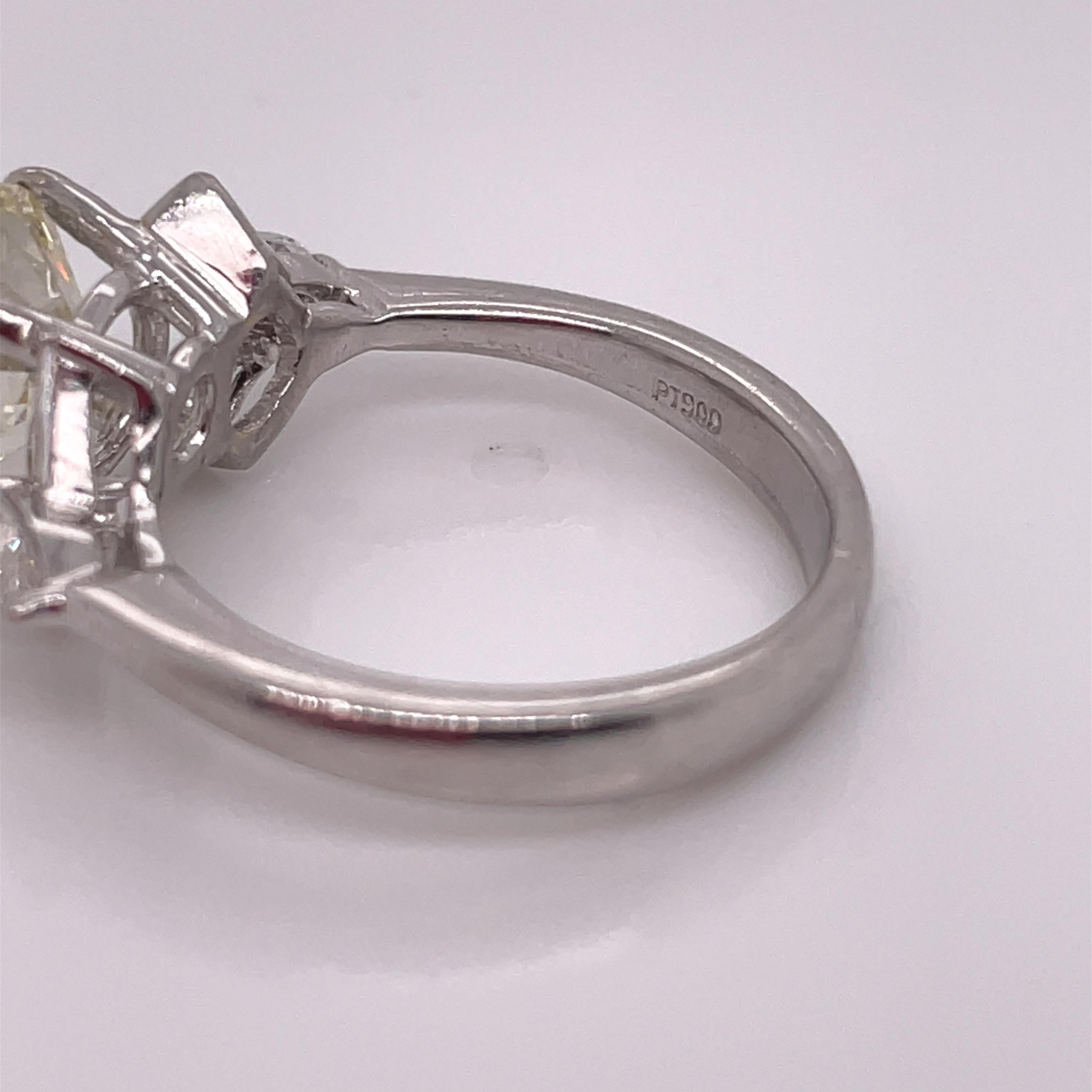 1950's Platinum Diamond Ring with Tapered Baguettes 4
