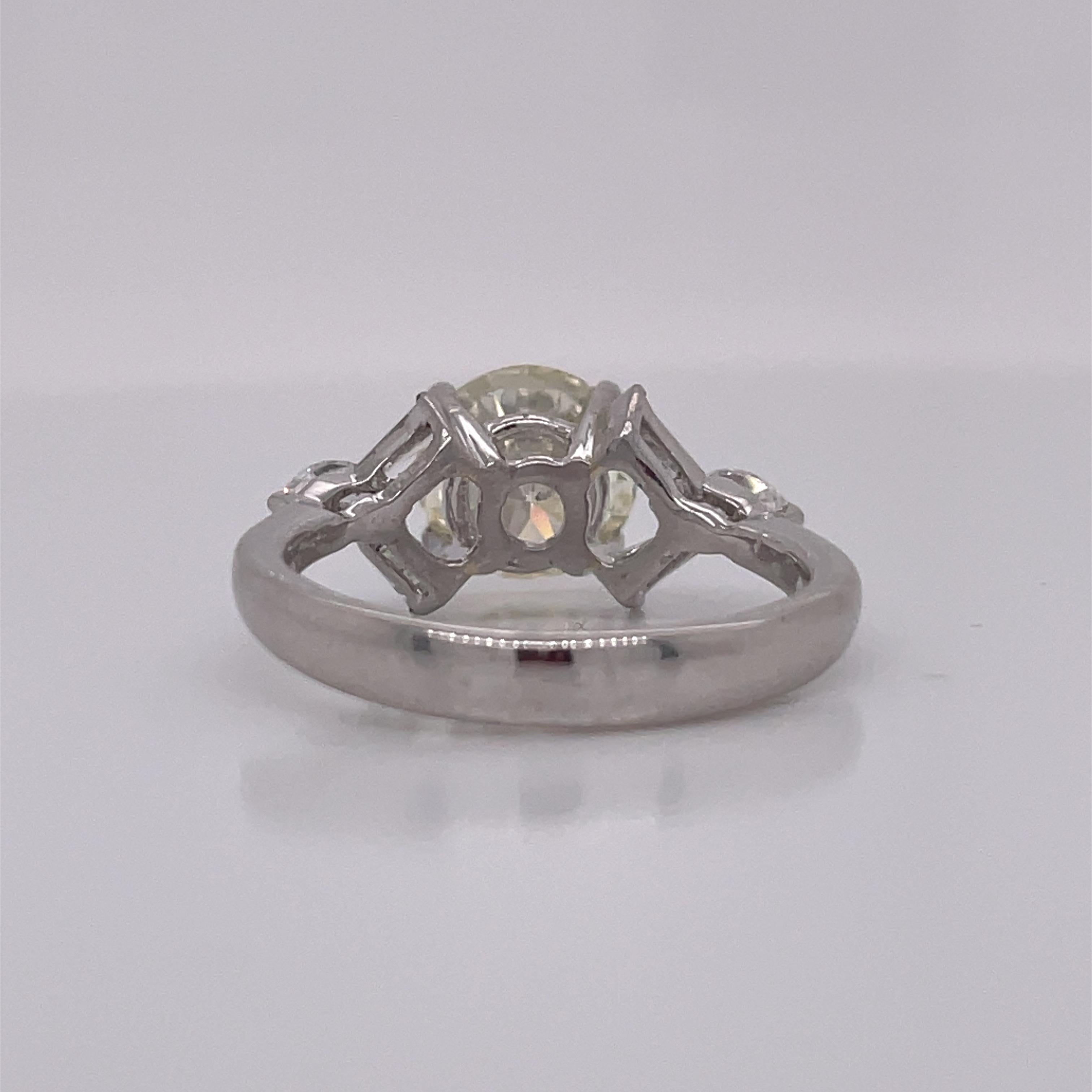 1950's Platinum Diamond Ring with Tapered Baguettes 5