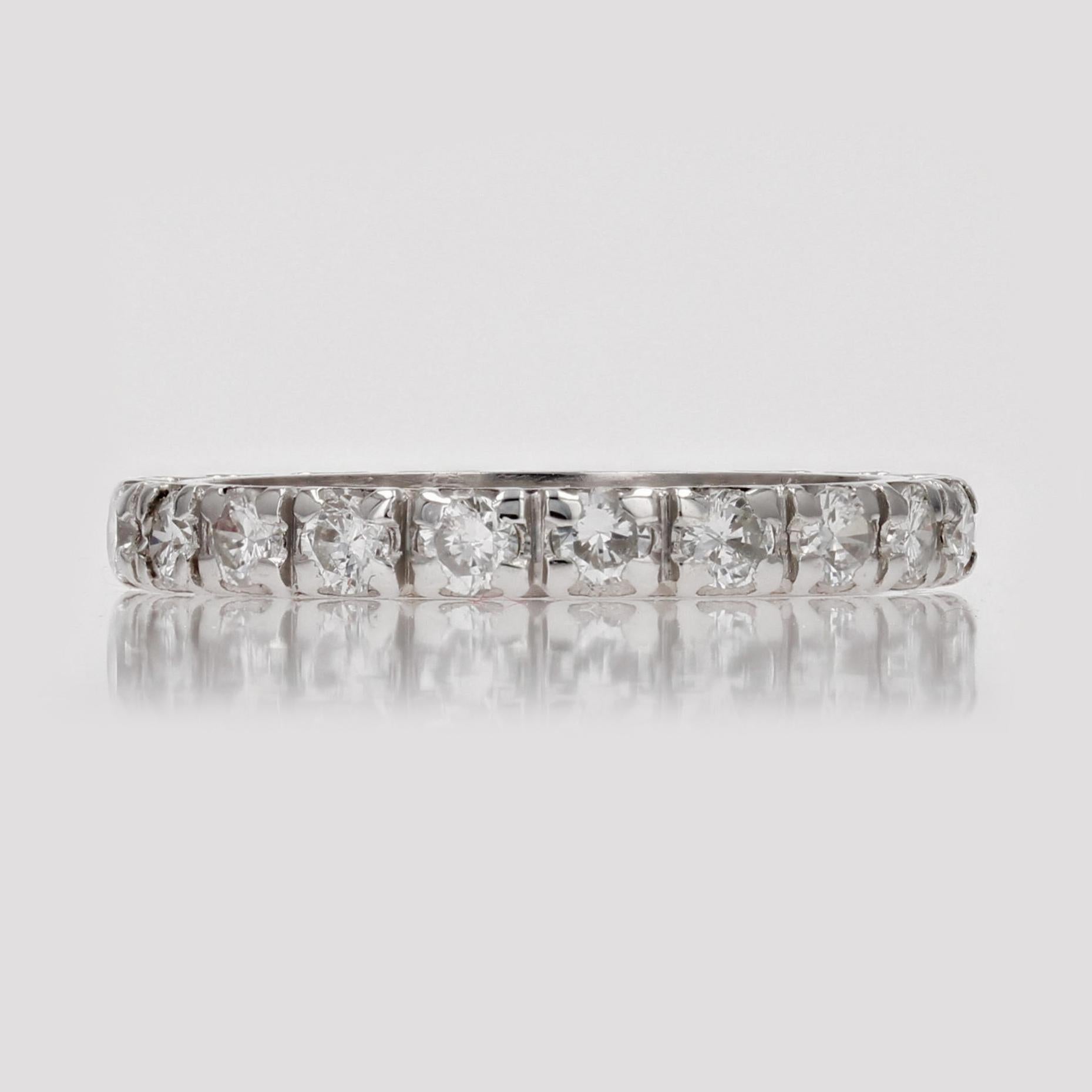 1950s Platinum Diamonds Retro Wedding Ring For Sale 7