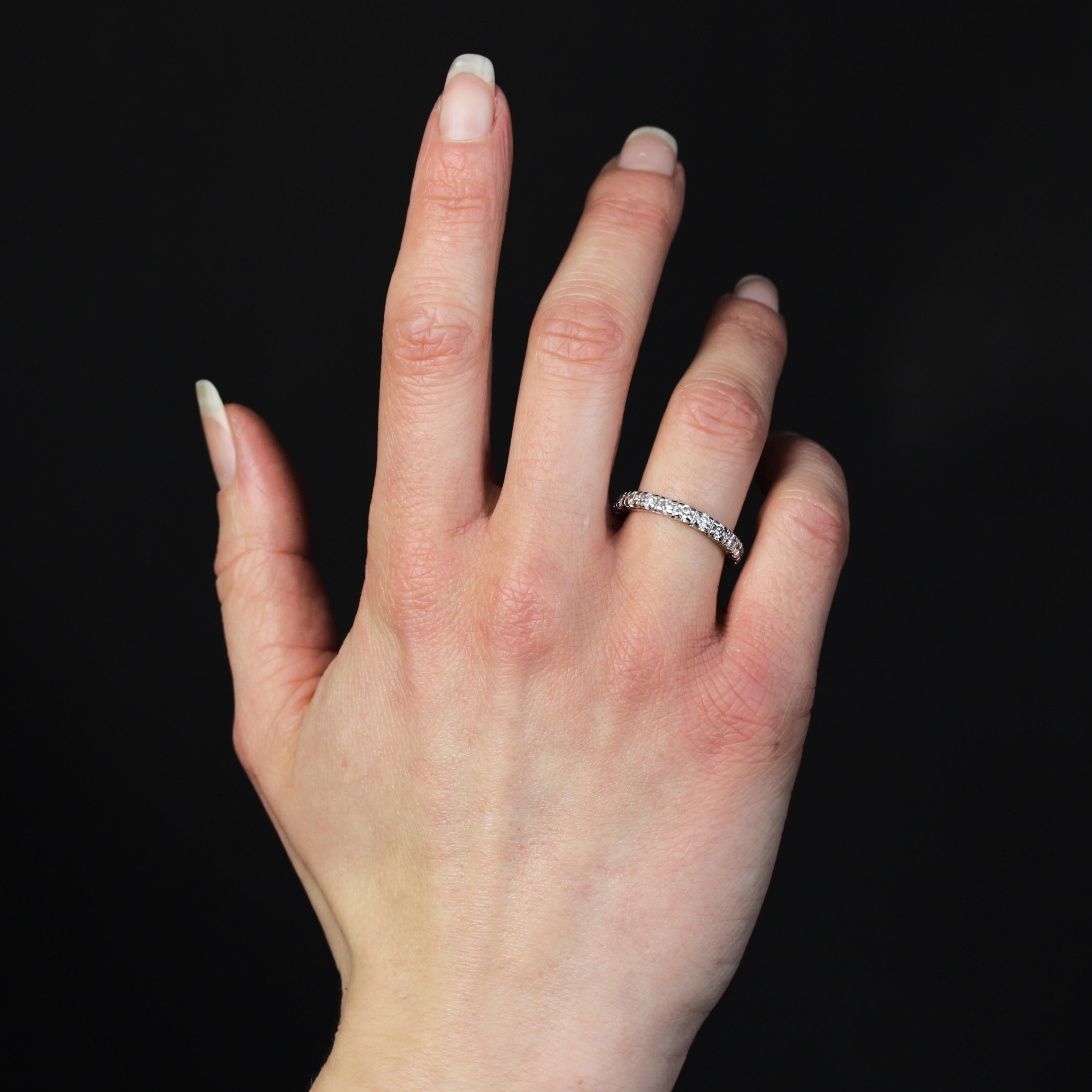Taille brillant 1950s Platinum Diamonds Retro Wedding Ring en vente