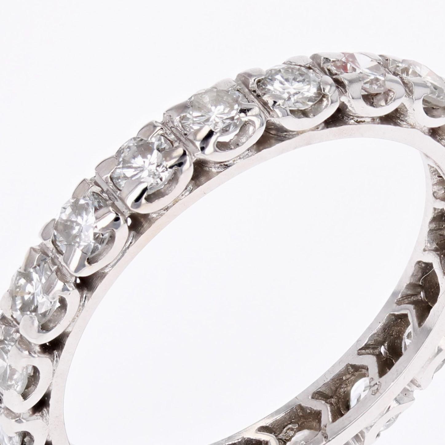 1950s Platinum Diamonds Retro Wedding Ring For Sale 2