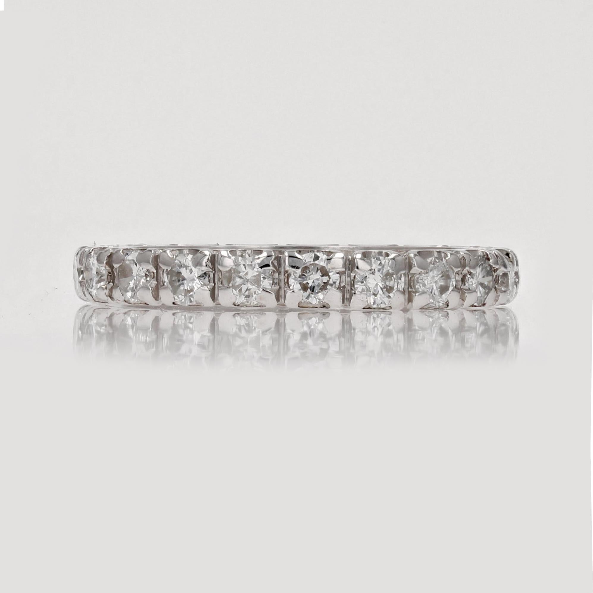 1950s Platinum Diamonds Retro Wedding Ring For Sale 3