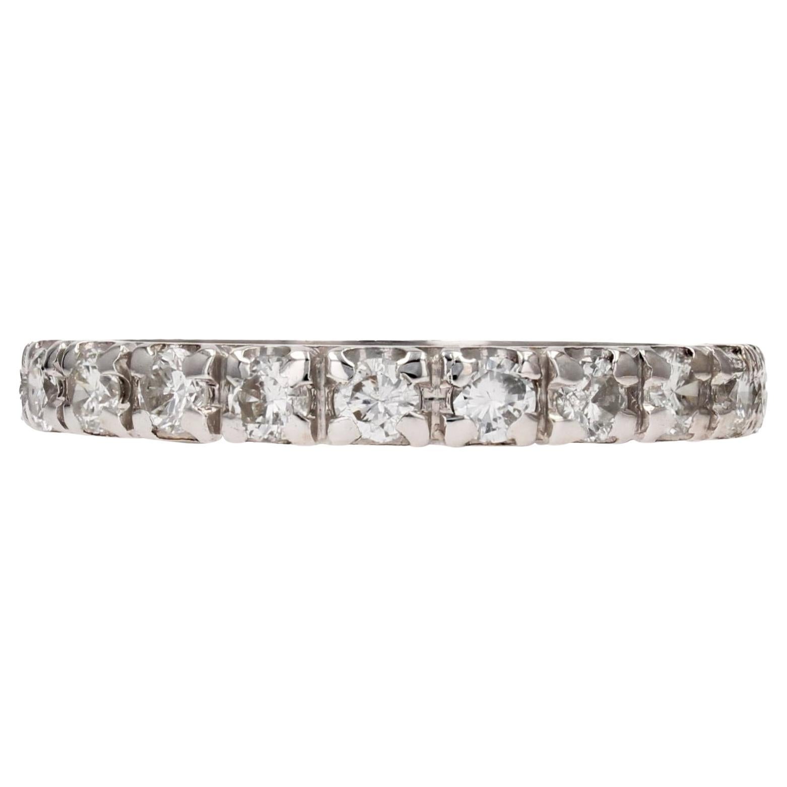 1950s Platinum Diamonds Retro Wedding Ring For Sale