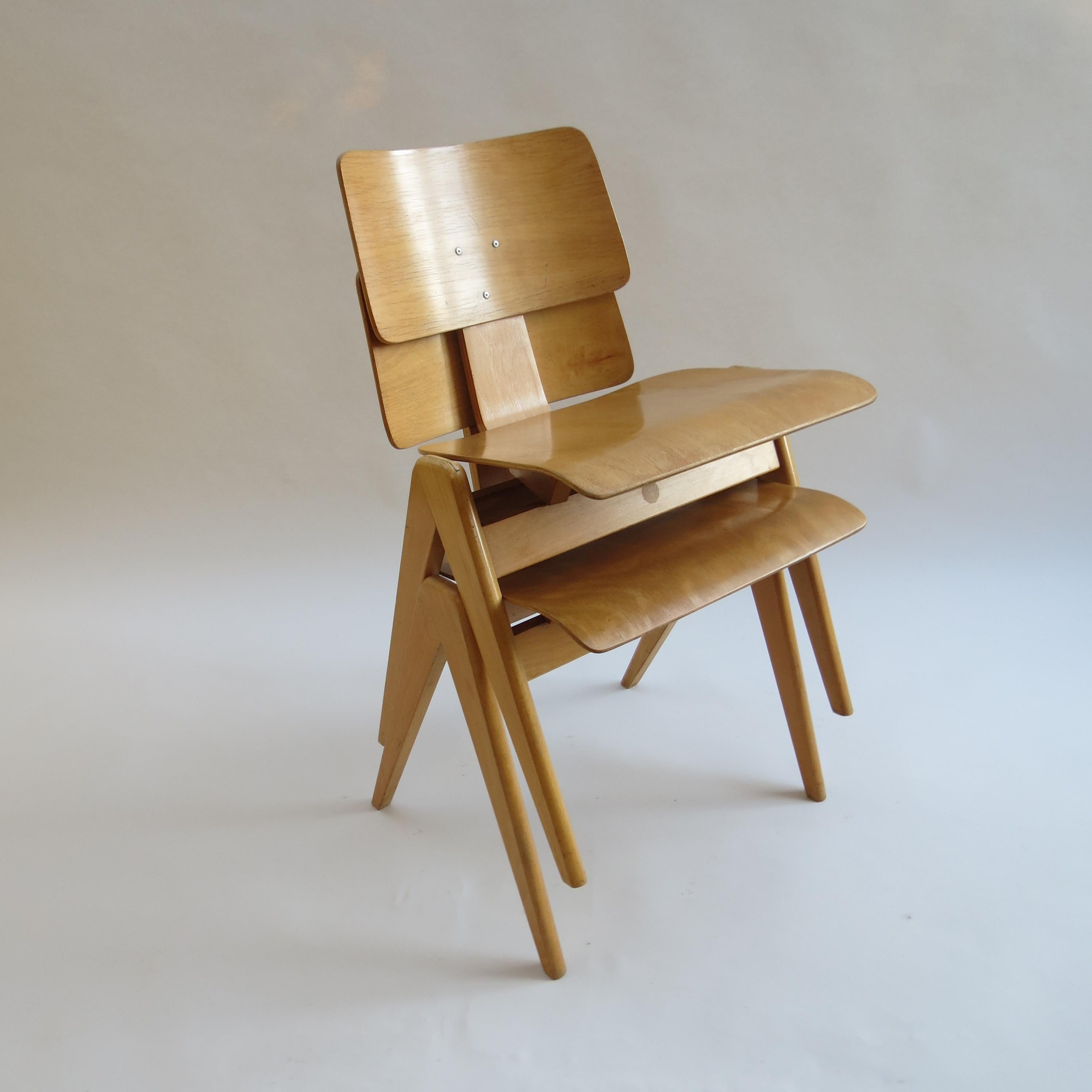 1950s Plywood Hillestak Stacking Chairs by Robin Day for Hille UK 5