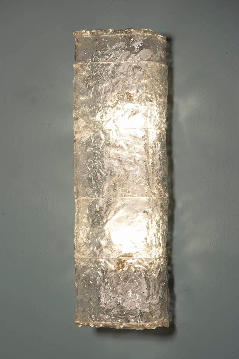 aplique de pared rectangular de cristal transparente Poliarte Verona, años 50 20th Century en venta