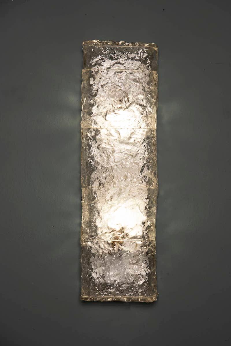 aplique de pared rectangular de cristal transparente Poliarte Verona, años 50 Vidrio en venta
