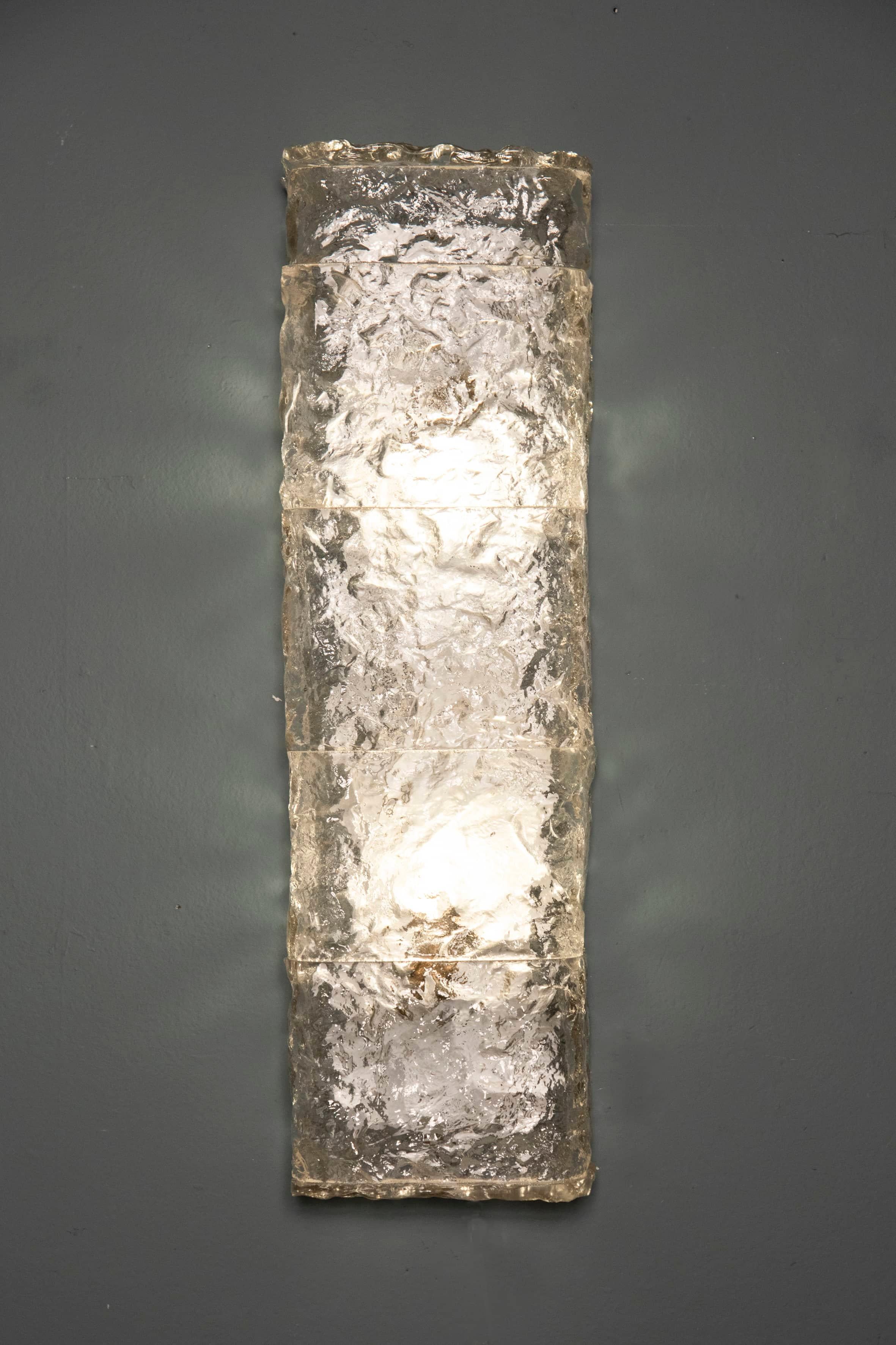 1950s Poliarte Verona Rectangular Transparent Glass Wall Sconce For Sale 2