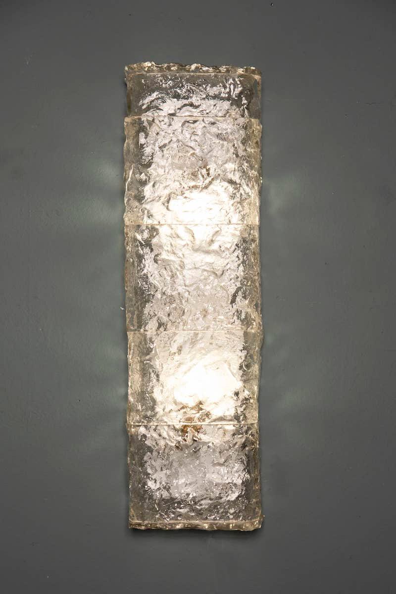 aplique de pared rectangular de cristal transparente Poliarte Verona, años 50 en venta 1