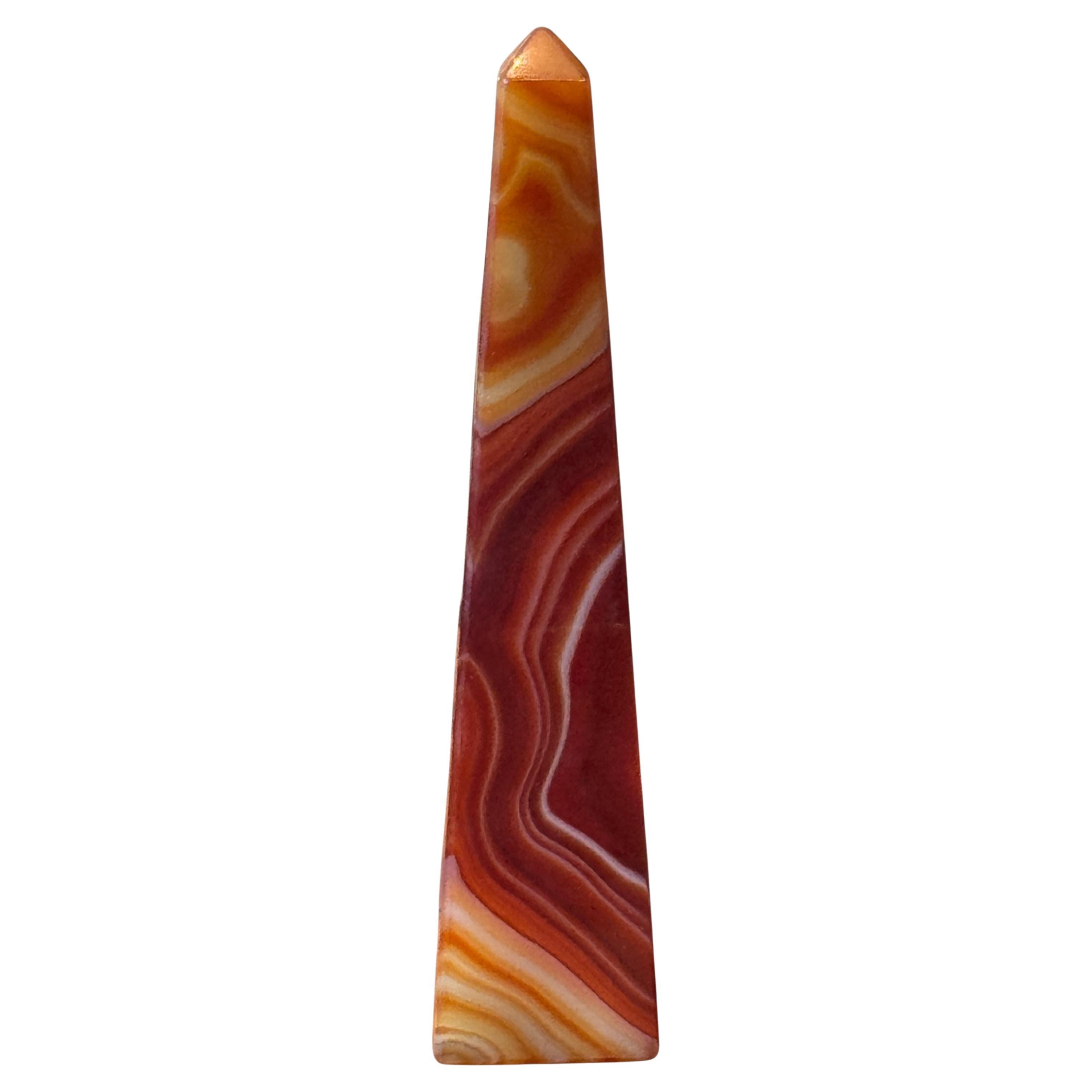 1950s Polished Banded Agate Obelisk