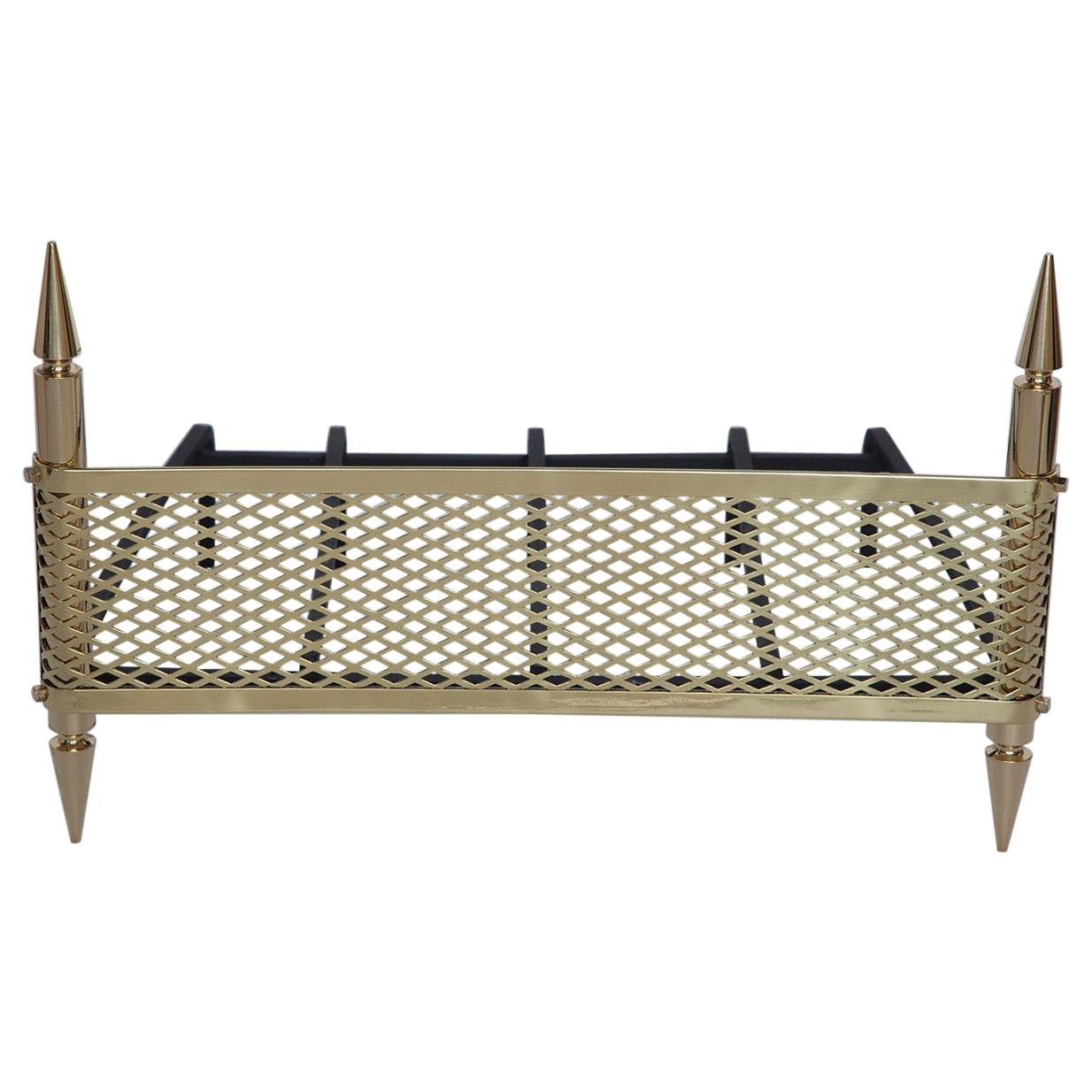 1950s Polished Brass Fireplace Grate by Stilnovo, Italy