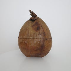1950s Polished Coconut Husk Shell Ice Bucket