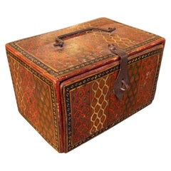 1950s Polychrome Oriental Bargueño Cabinet with Drawers and Iron Hardware