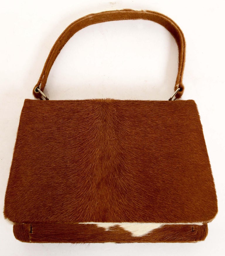 1950s Pony Hair Cowhide Top Handle Bag at 1stDibs | pony hair bag 