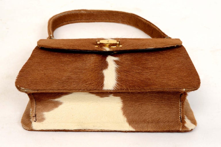 1950s Pony Hair Cowhide Top Handle Bag at 1stDibs | pony hair bag 