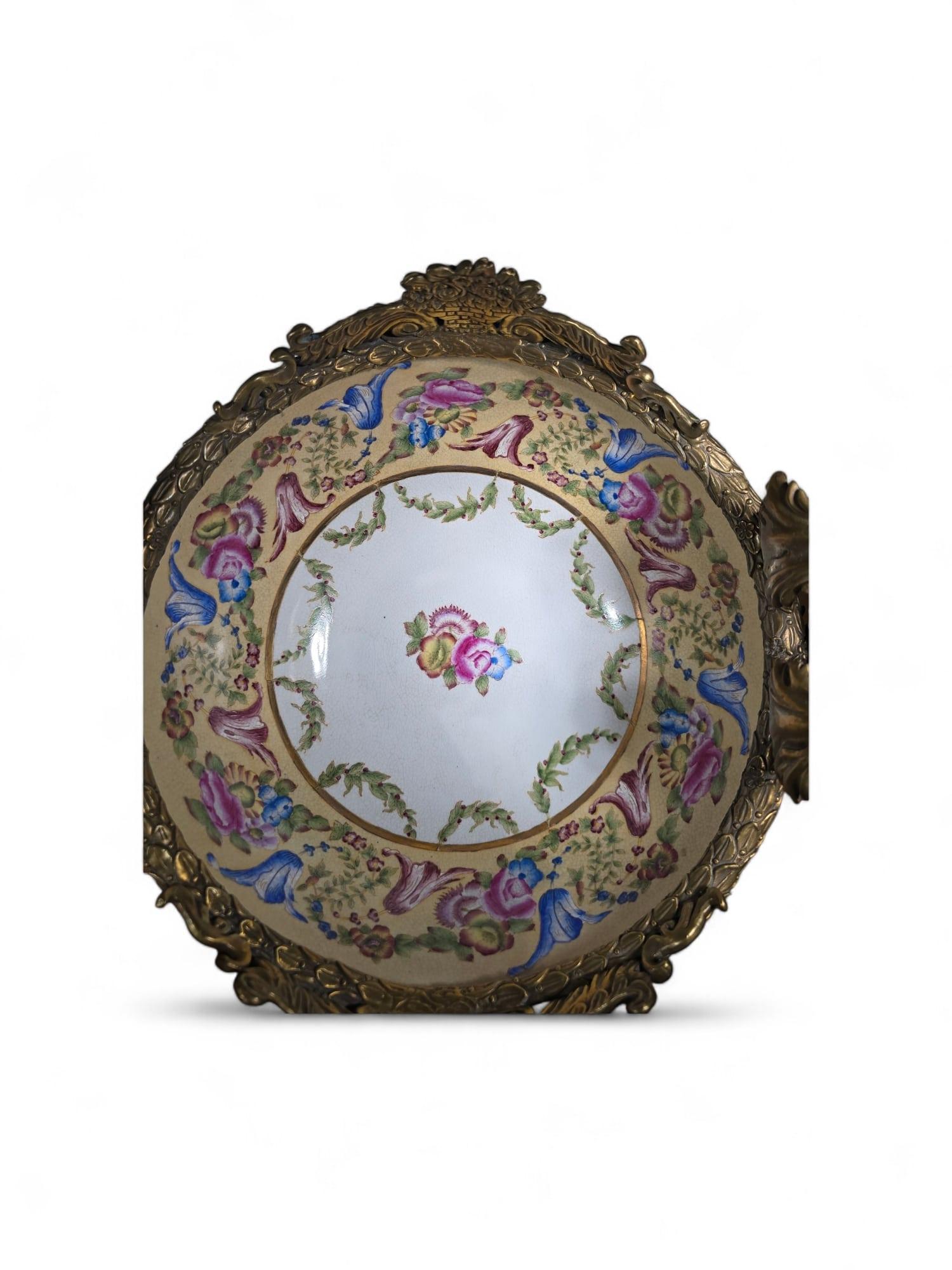 1950s Porcelain and Bronze Centerpiece For Sale 1