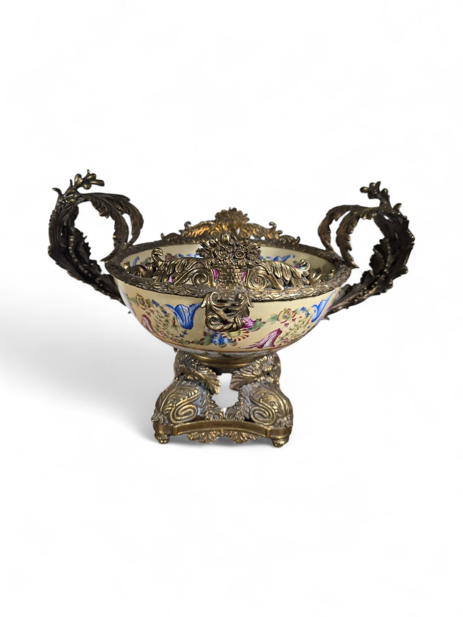 1950s Porcelain and Bronze Centerpiece For Sale 5