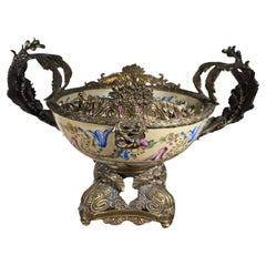 Centrotavola in porcellana e bronzo degli anni '50
