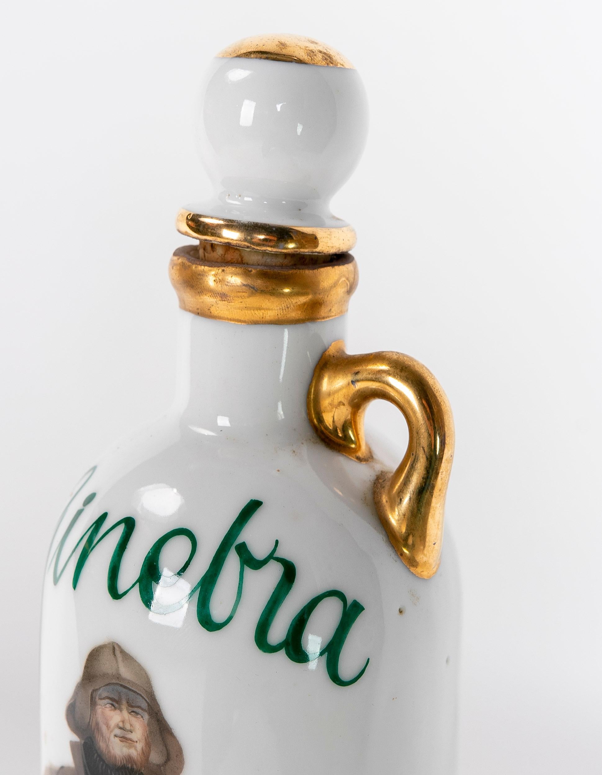 1950s Porcelain Bottle with Gin Stopper For Sale 8