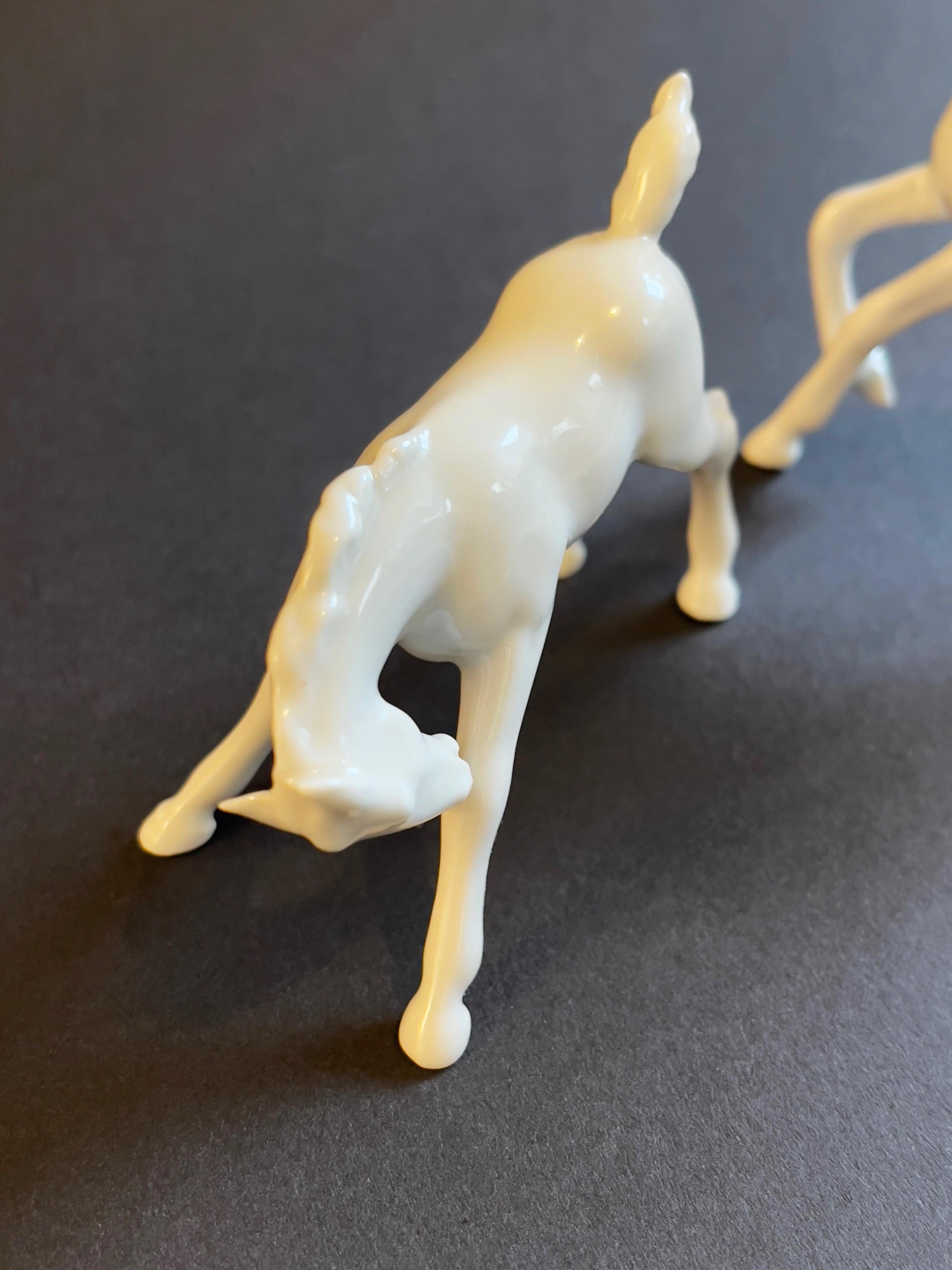 Puledri di porcellana del 1950, arte di metà secolo di Metzler & Ortloff, Germania Est (DDR) in vendita 3