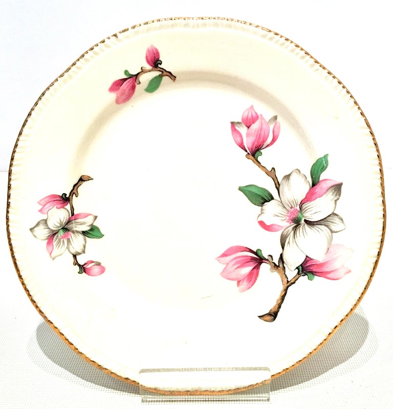 1950s Porcelain "Pink Magnolia" Dinnerware Set of 12 by Homer Laughlin