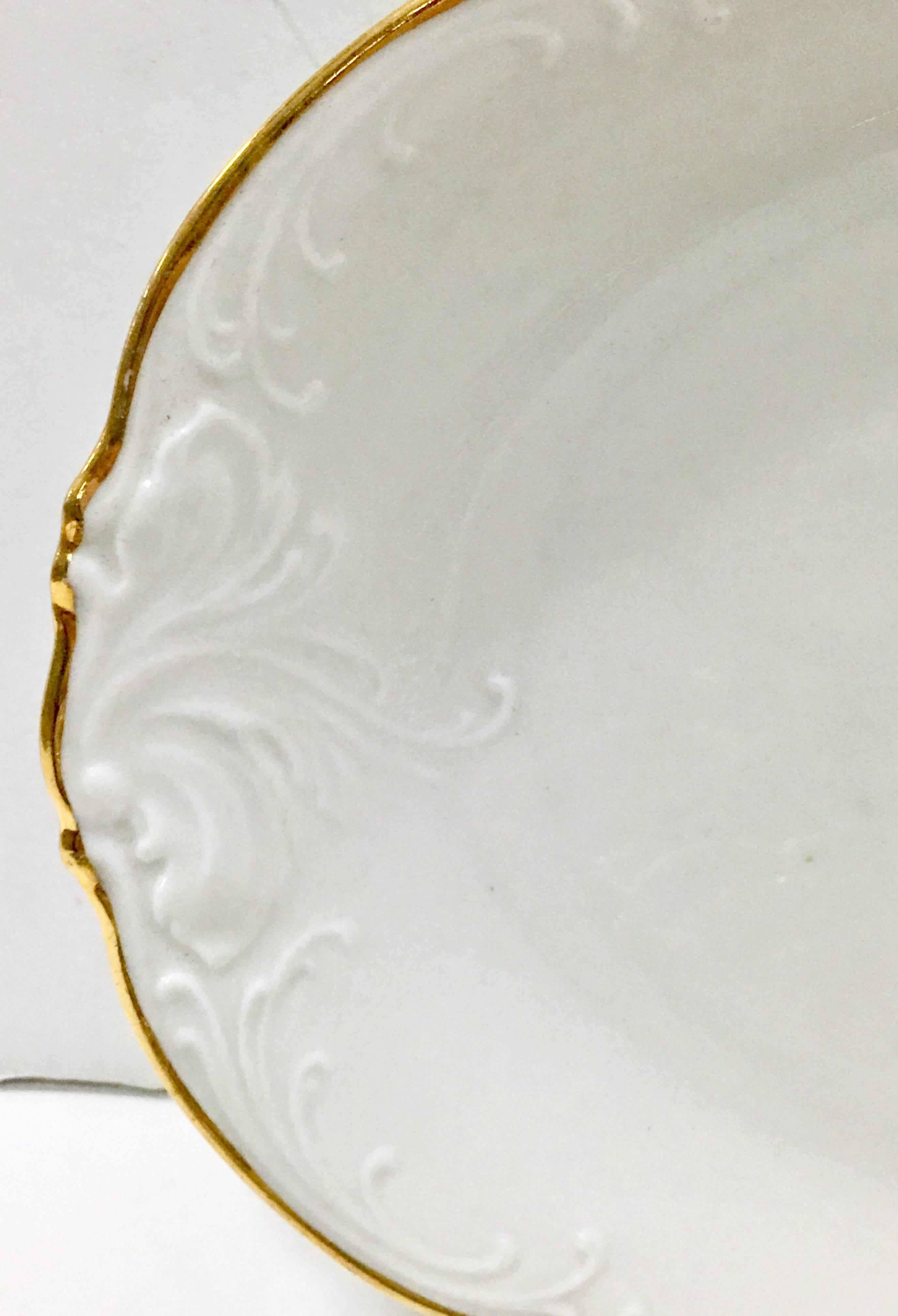 1950s Porcelain White and 22-Karat Gold Dinnerware 