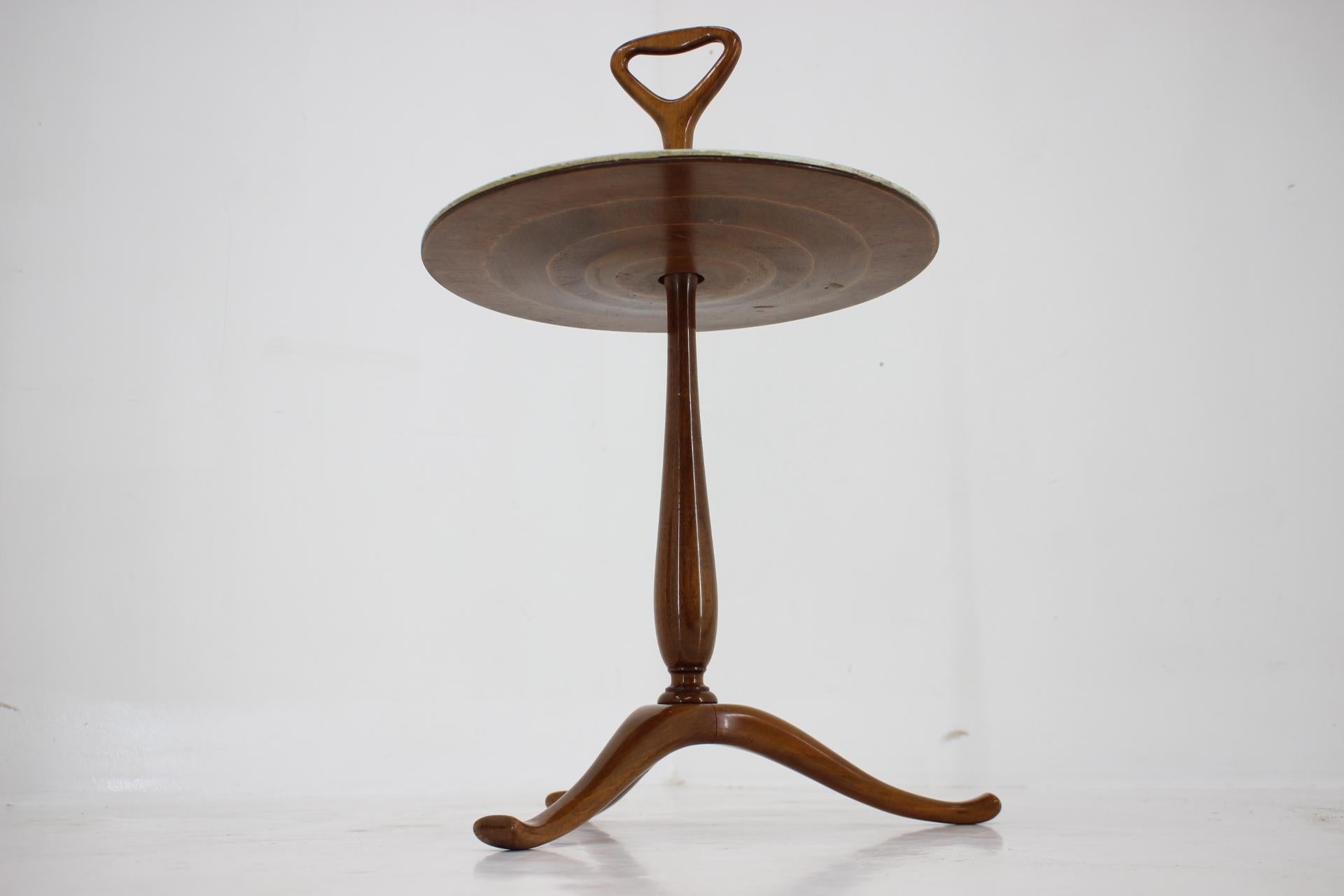 1950s Portable Mahogany and Marble Serving Table, Italy 1