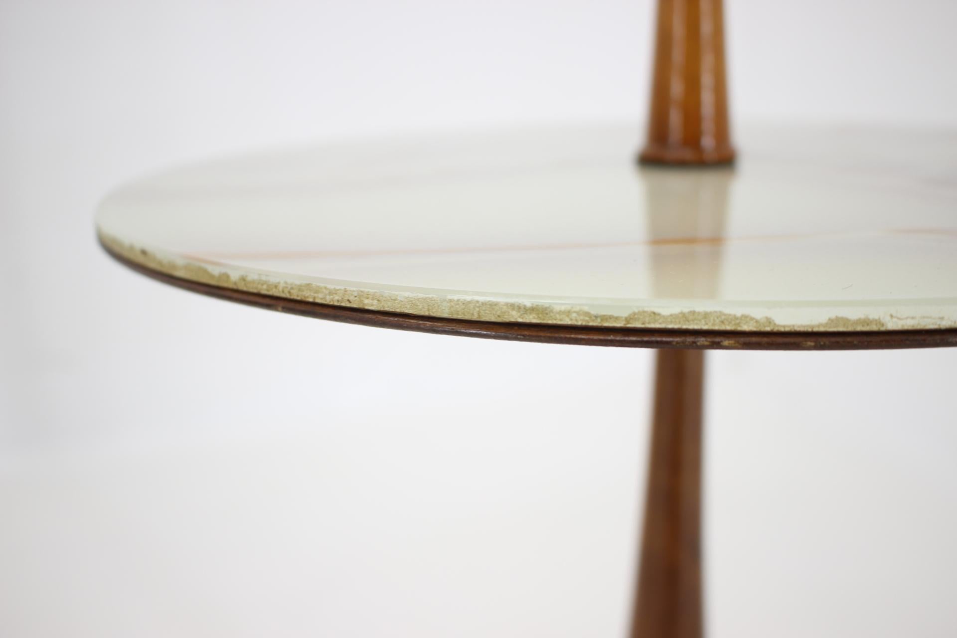 1950s Portable Mahogany and Marble Serving Table, Italy 3