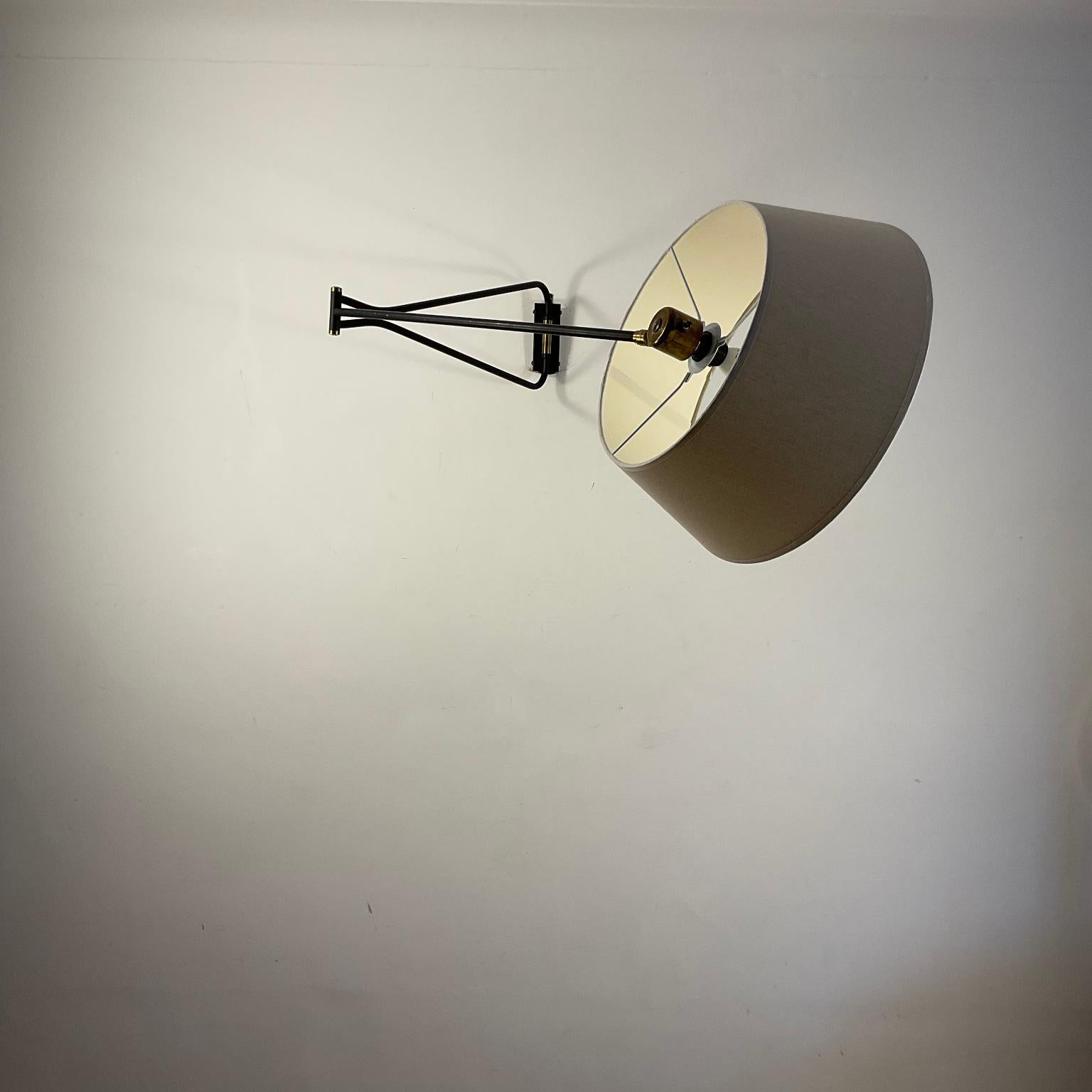 Brass 1950s Potence Wall Light by René Mathieu for Maison Lunel