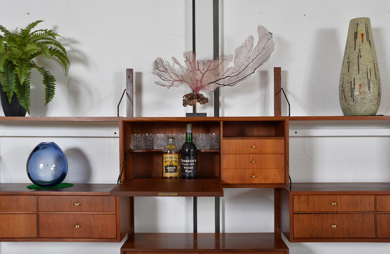 1950s Poul Cadovius Teak Modular Danish Royal System Shelving Bar Midcentury 9