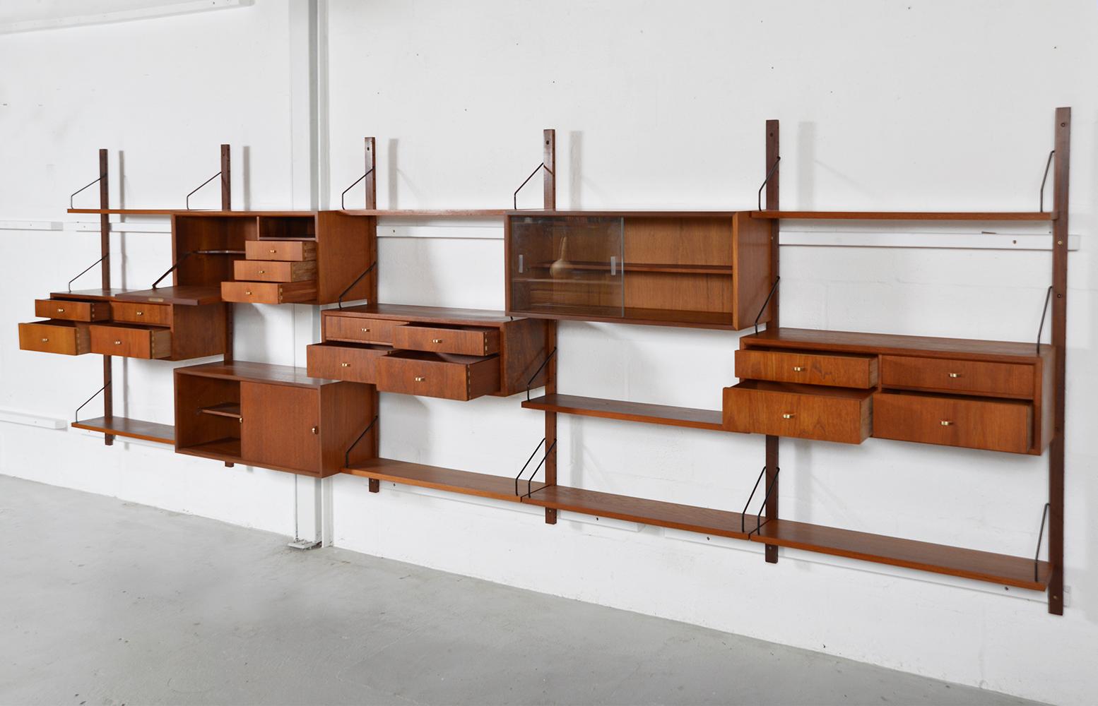 20th Century 1950s Poul Cadovius Teak Modular Danish Royal System Shelving Bar Midcentury