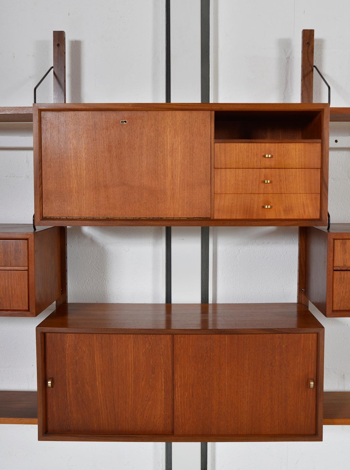 1950s Poul Cadovius Teak Modular Danish Royal System Shelving Bar Midcentury 3