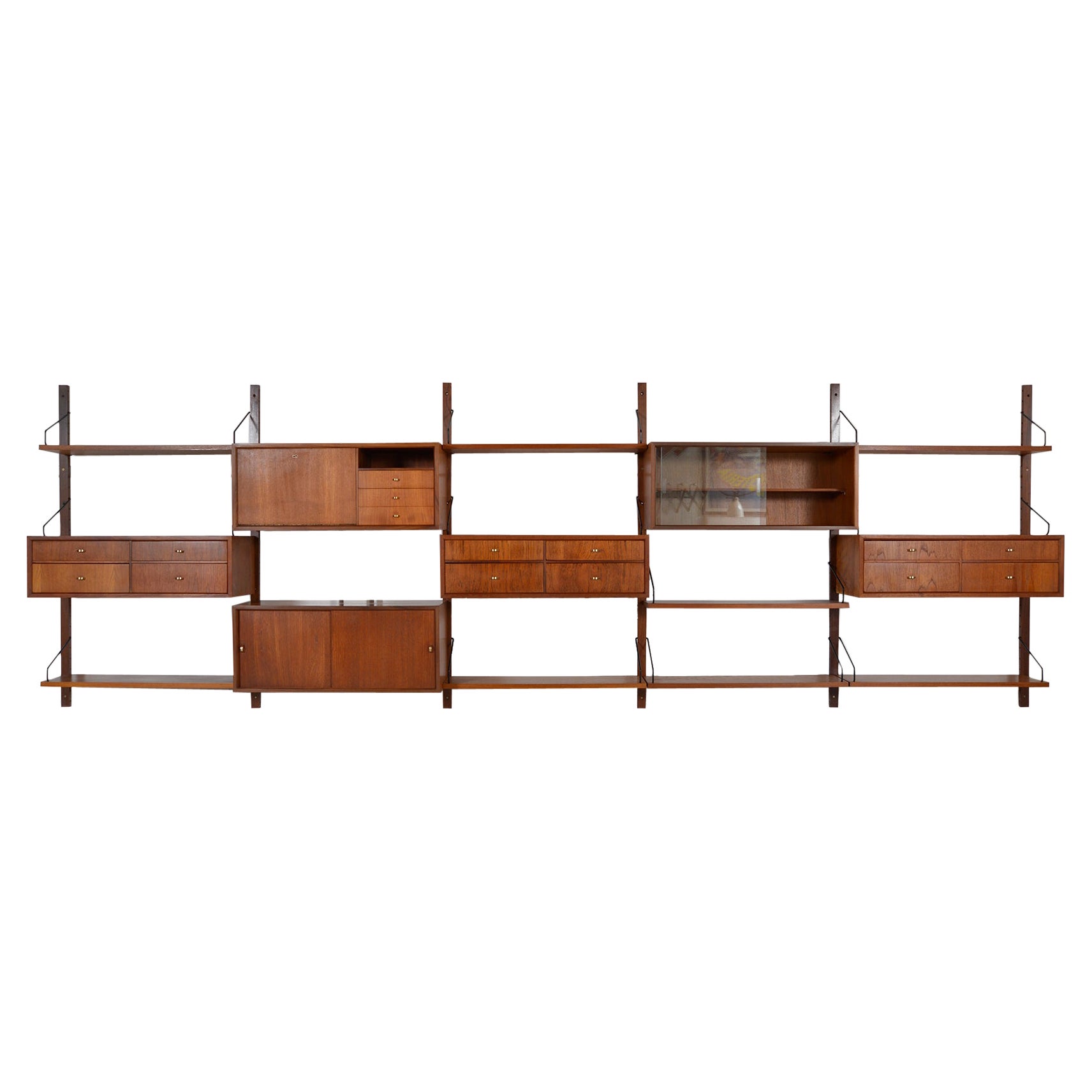 1950s Poul Cadovius Teak Modular Danish Royal System Shelving Bar Midcentury