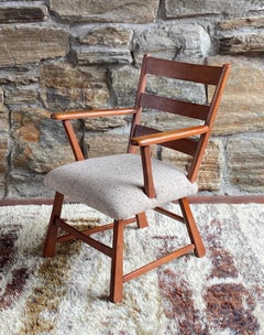 1950's primitive brutalist arm chair with rounded legs - new wool upholstery