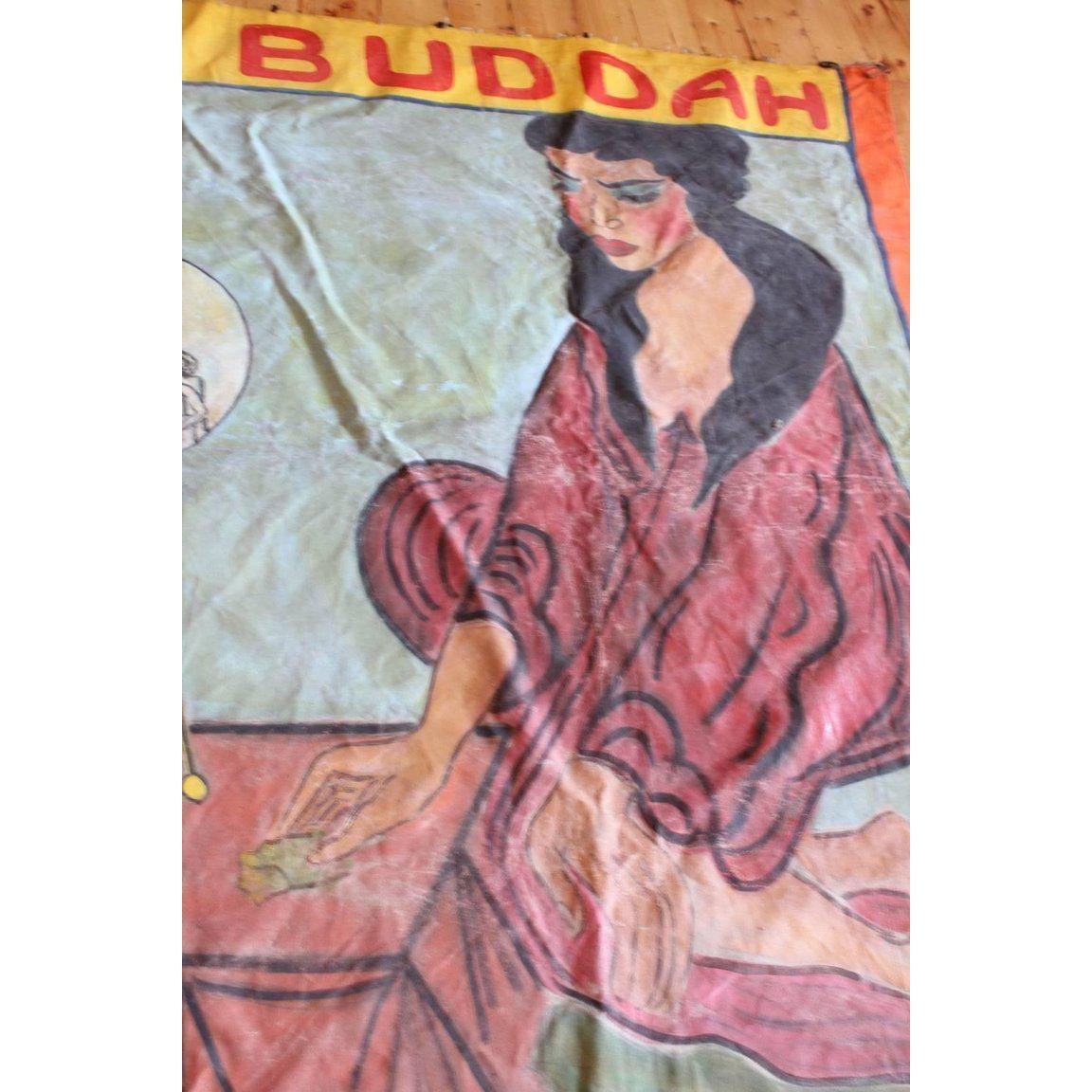 1950er Jahre „Prince Buddah“ Zirkus-Beistellbanner (Volkskunst) im Angebot