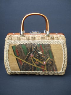 1950s Princess Charming by Atlas Vinyl Wicker Horse Themed Handbag