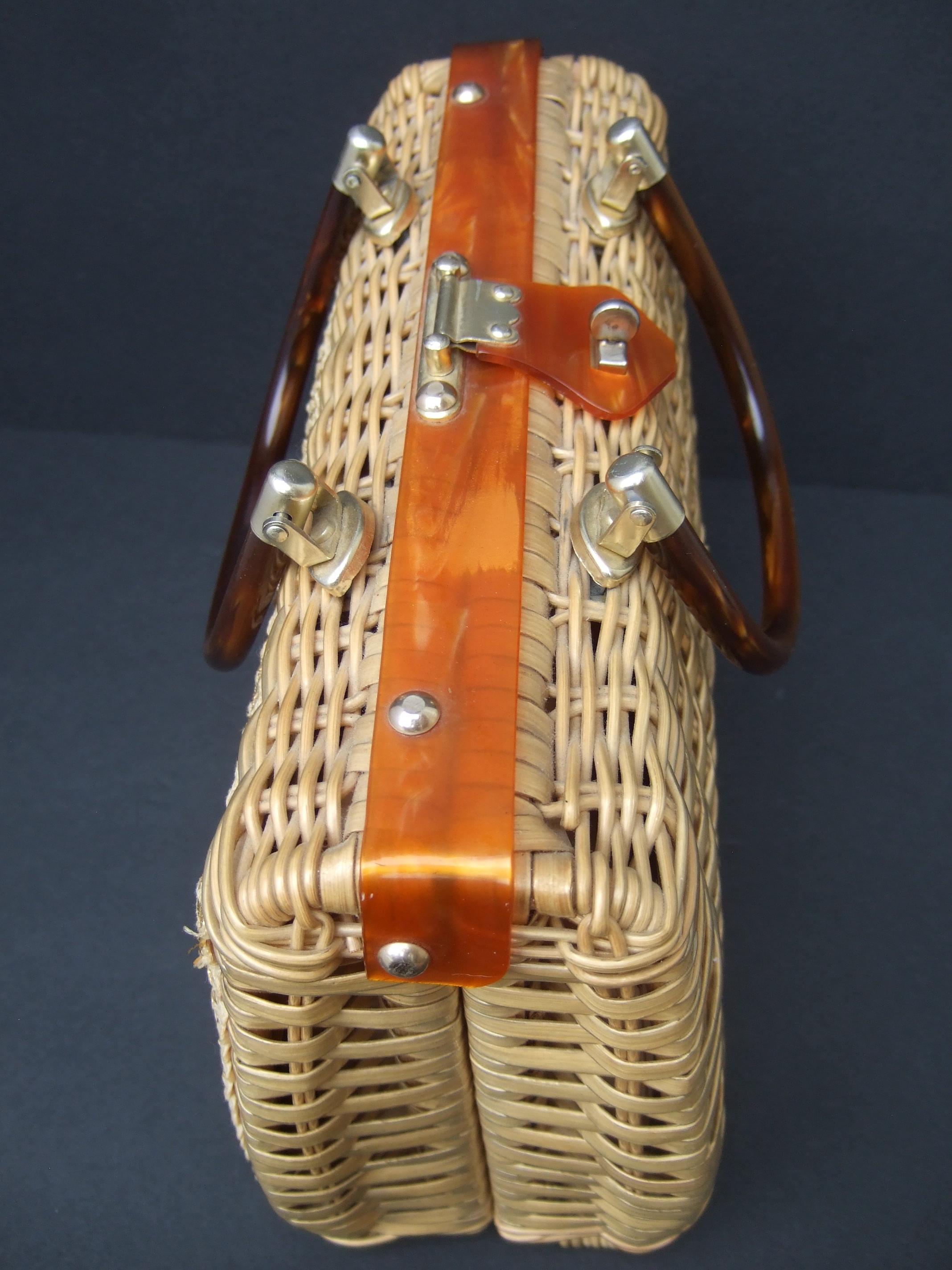 1950s Princess Charming by Atlas Vinyl Wicker Horse Themed Handbag For Sale 1