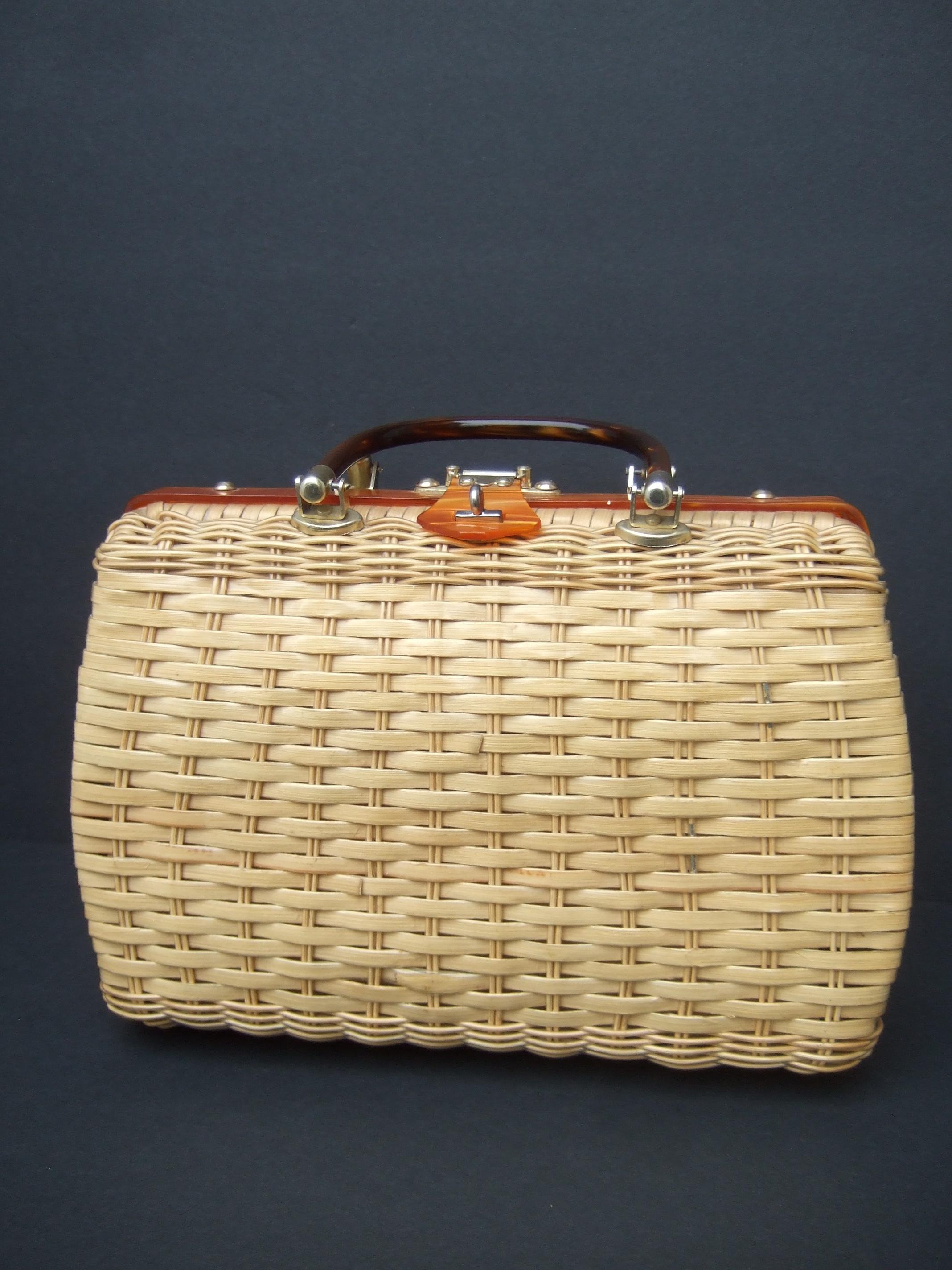 1950s Princess Charming by Atlas Vinyl Wicker Horse Themed Handbag For Sale 2