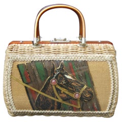 Vintage 1950s Princess Charming by Atlas Vinyl Wicker Horse Themed Handbag