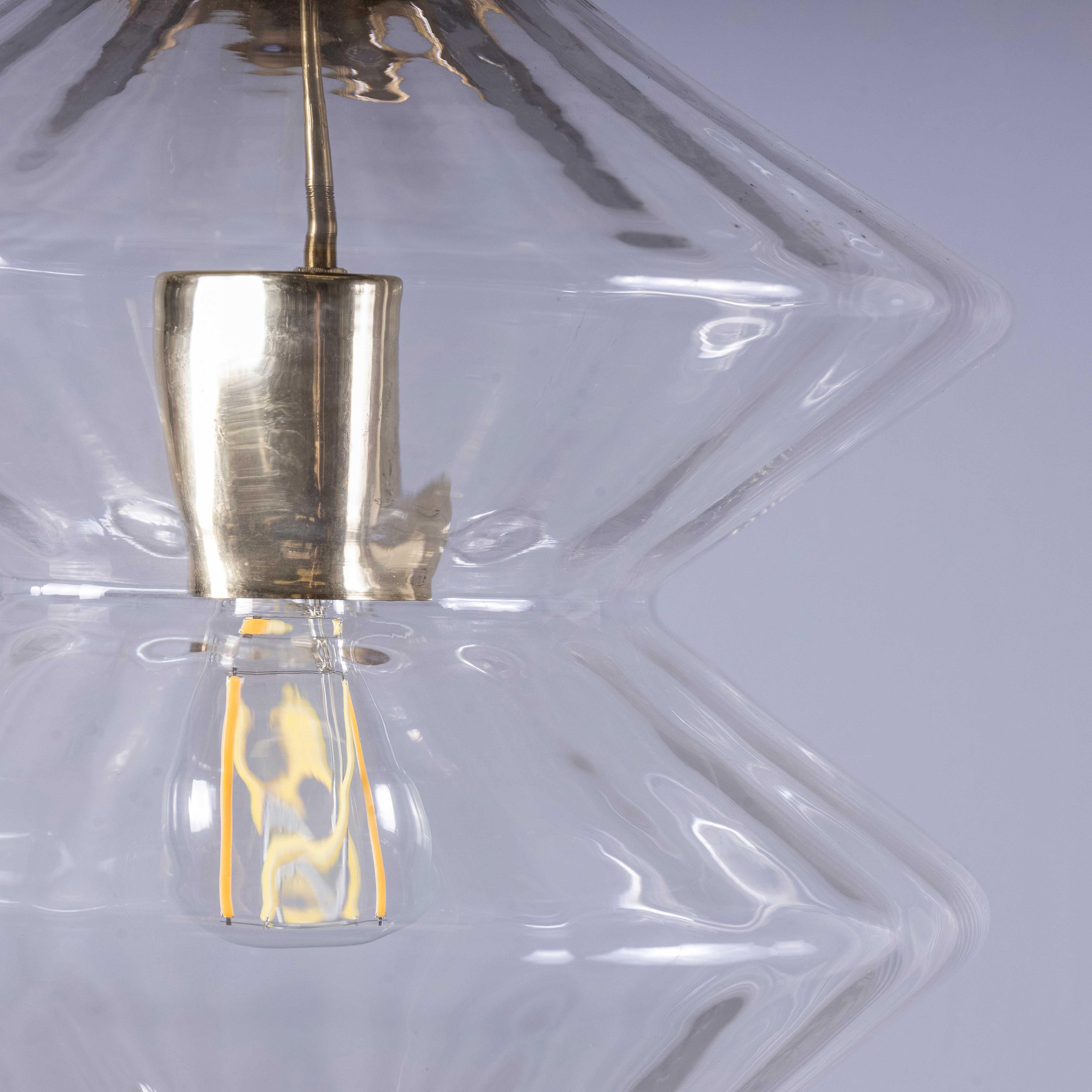 Czech 1950's Prismatic Double Diamond Crystal Pendant Lamps For Sale