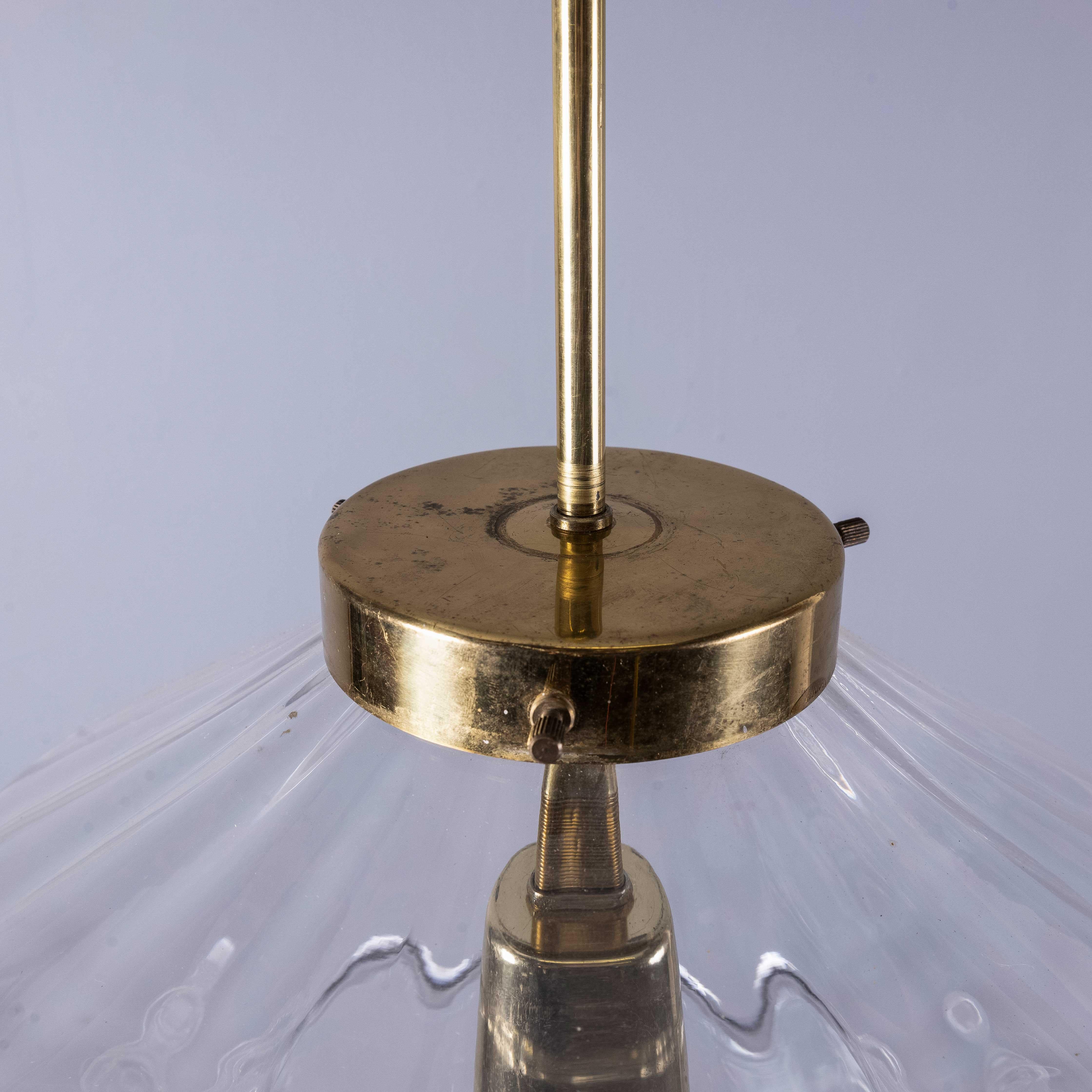 Glass 1950's Prismatic Double Diamond Crystal Pendant Lamps For Sale