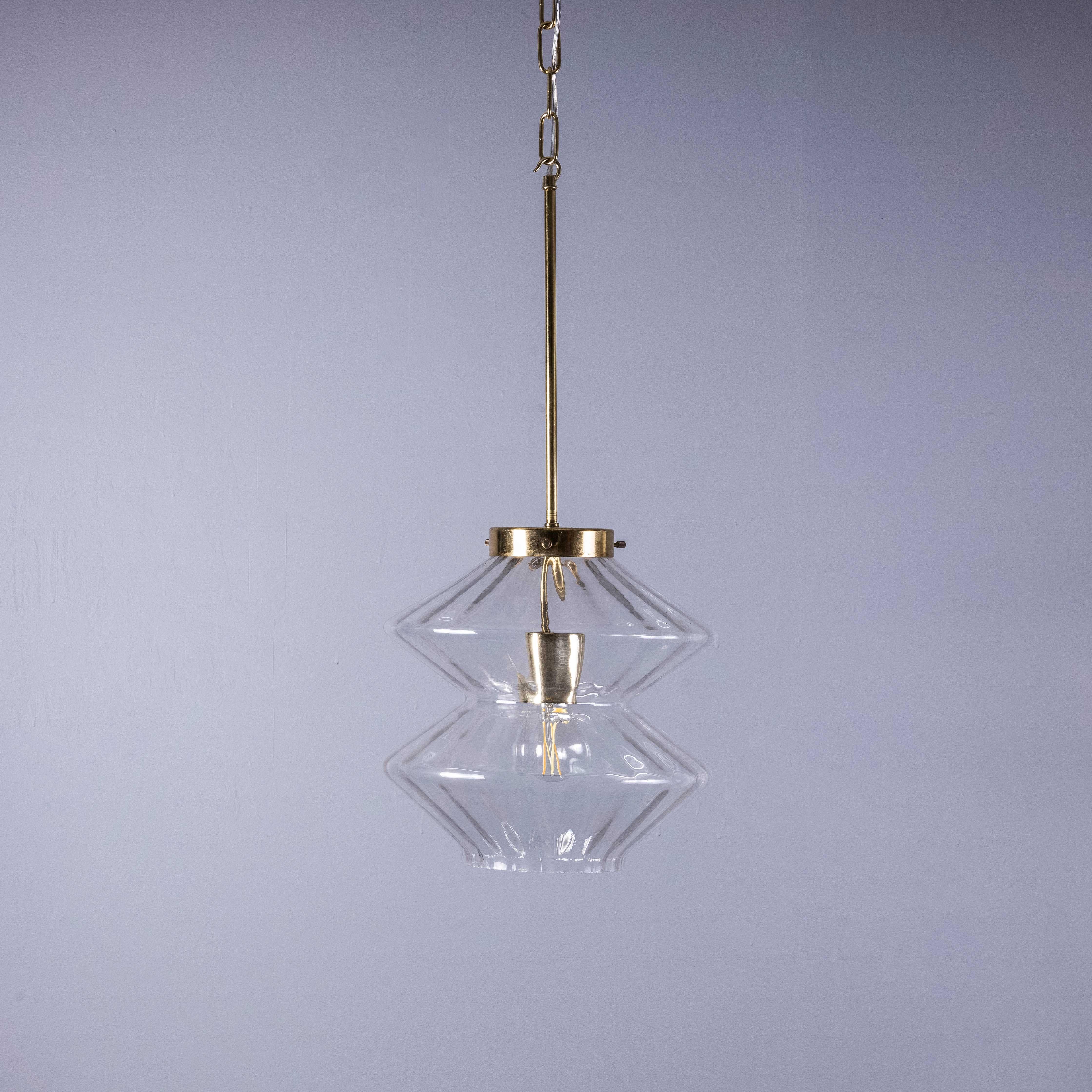 1950's Prismatic Double Diamond Crystal Pendant Lamps For Sale 1
