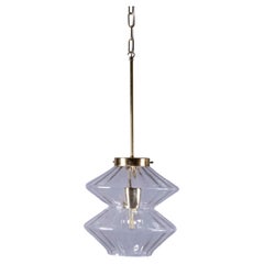 1950's Prismatic Double Diamond Crystal Pendant Lamps