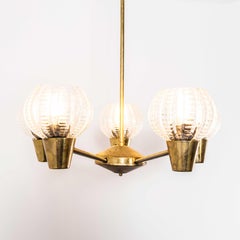 1950’s Prismatic Five Pod Crystal Pendant Chandelier
