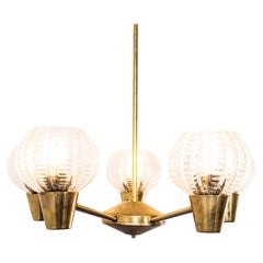 1950’s Prismatic Five Pod Crystal Pendant Chandelier