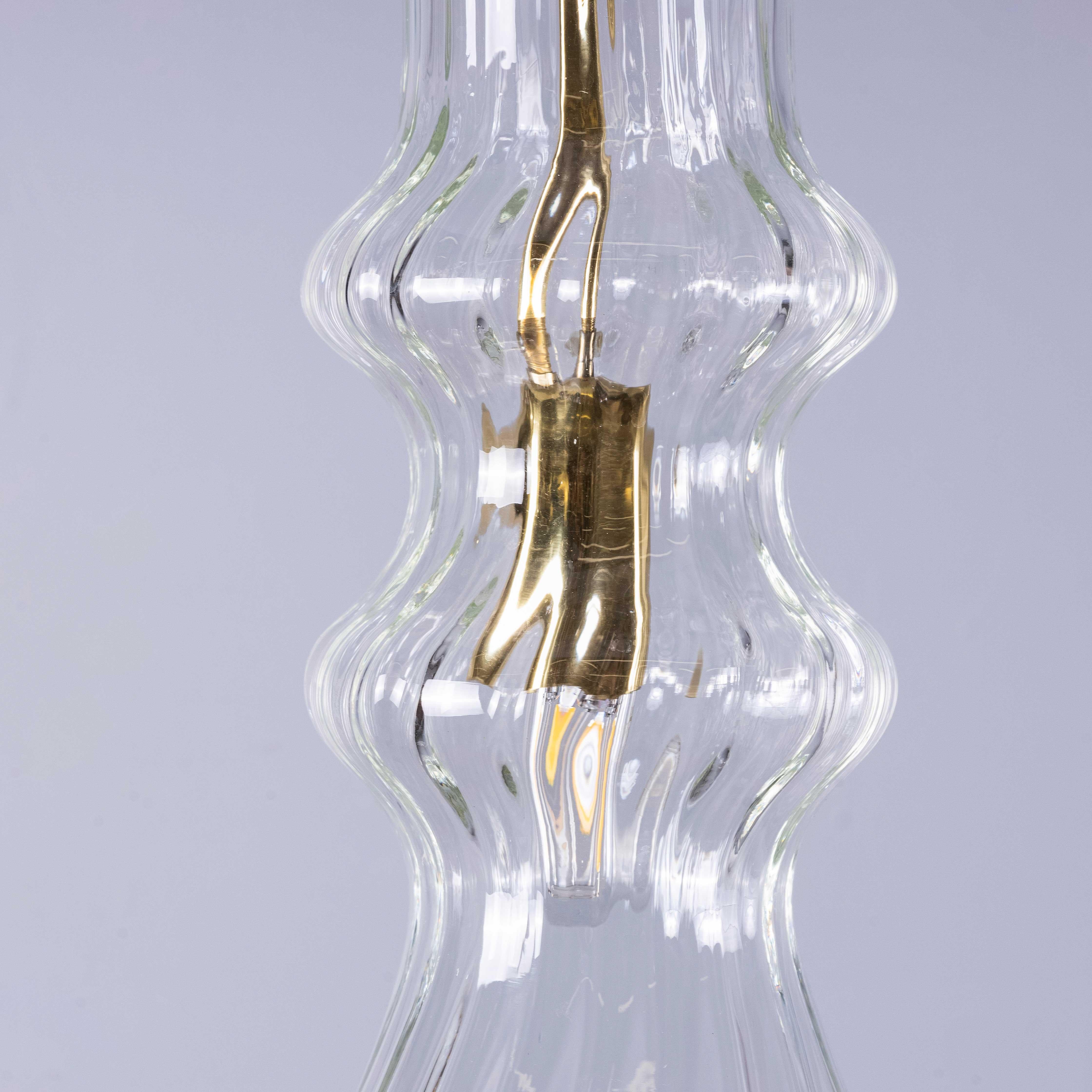 1950's Prismatic Long Drop Crystal Pendant Lamps For Sale 1