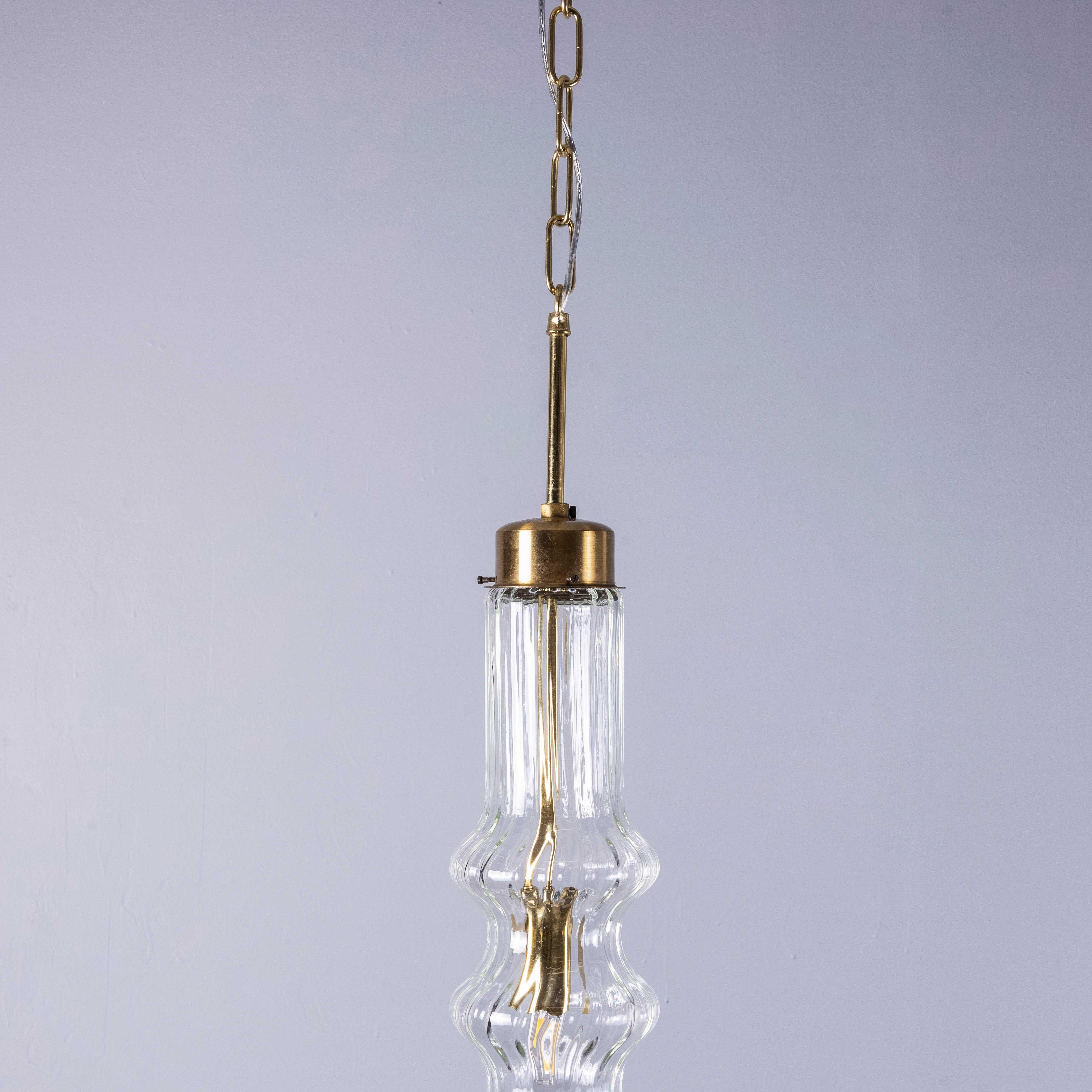 1950's Prismatic Long Drop Crystal Pendant Lamps For Sale 2