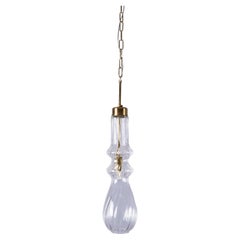 Vintage 1950's Prismatic Long Drop Crystal Pendant Lamps