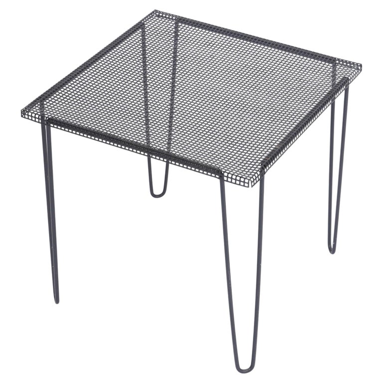Black Metal Table with Perforated Top in the Manner of Mathieu Mategot Black Metal Table with Perforated Top in the Manner of Mathieu Mategot